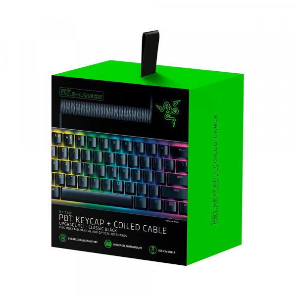 Razer PBT Keycap + Coiled Cable Upgrade Set Classic Black  