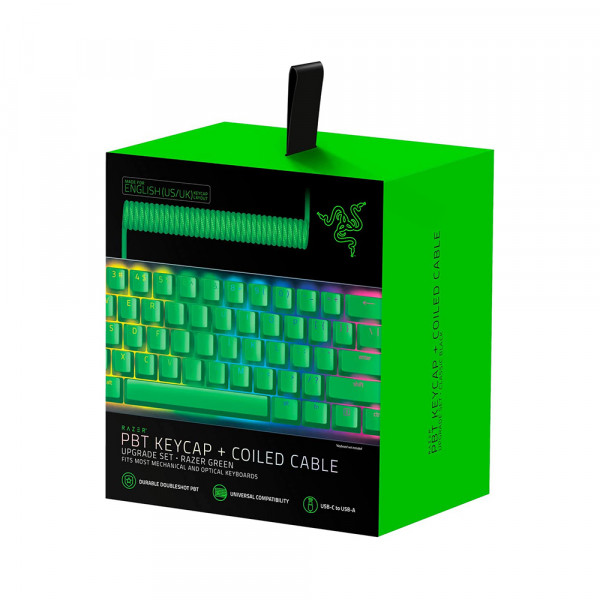 Razer PBT Keycap + Coiled Cable Upgrade Set Green  