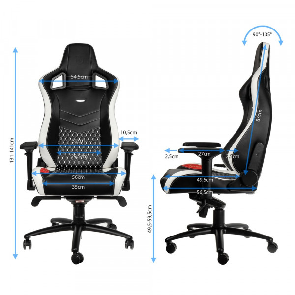 noblechairs EPIC Real Leather Black/White/Red  