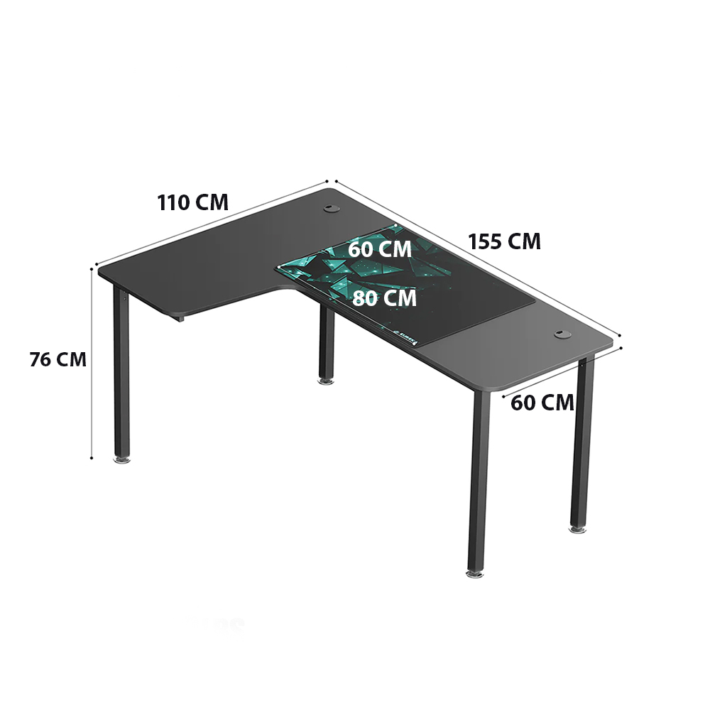 L01-60, L Desk Black / 60 / Right