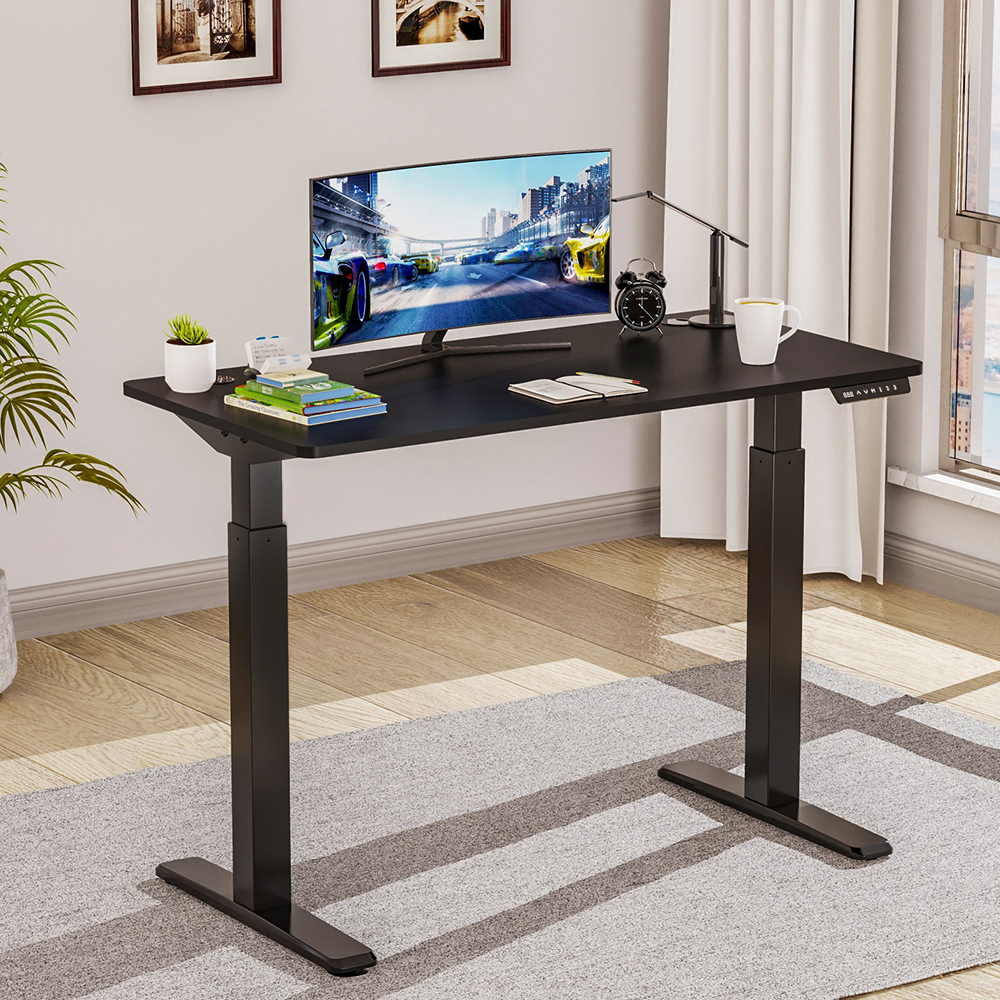 black electric standing desk