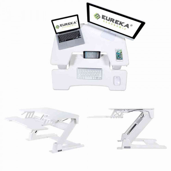 Eureka Ergonomic Height Adjustable Standing Desk Converter - 36 Inch, White