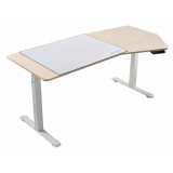 Eureka Ergonomic EDI HTG Unique Shape Office Standing Desk, Maple White