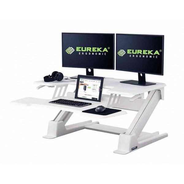 Eureka Ergonomic Height Adjustable Standing Desk Converter - 36 Inch, White