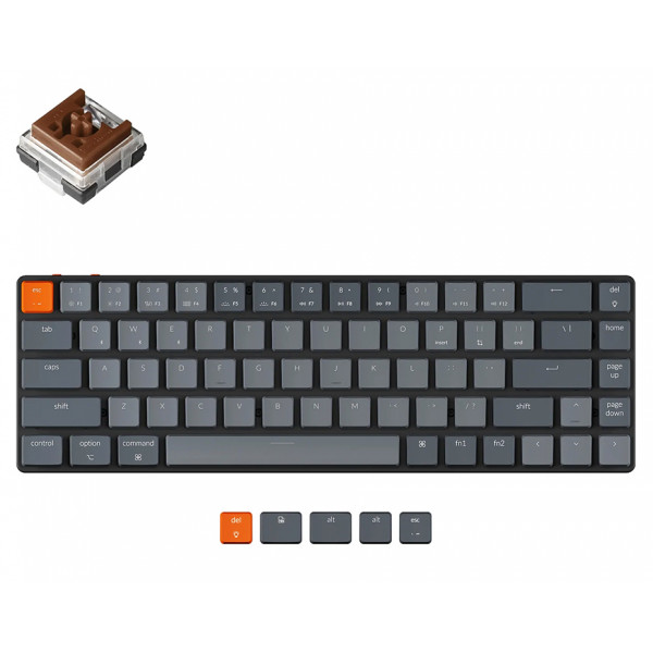 Keychron K7 White Backlight Light Grey Keychron Optical (Hot-Swappable) Brown Switch  
