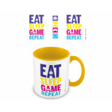 Pyramid Coloured Inner Mug: Eat, Sleep, Game, Repeat (Gaming) Yellow