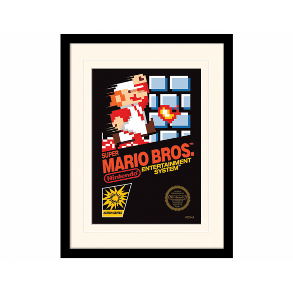 Pyramid Mounted & Framed Prints: Super Mario Bros. (NES Cover)